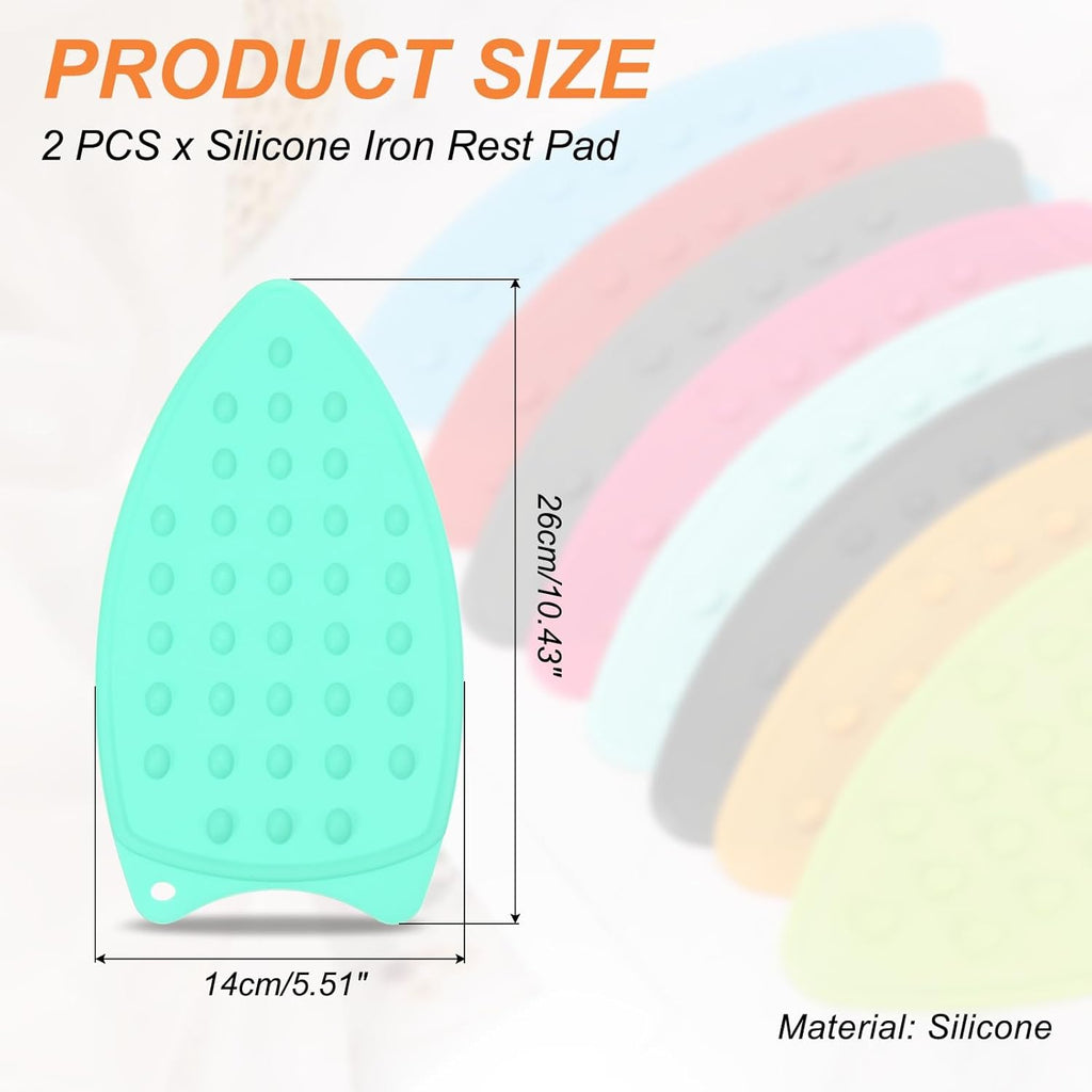 PATIKIL Silicone Iron Rest Pad, 2 Pcs Multipurpose Hot Heat Resistant Iron Rest Plate Protective Pad for Ironing Board Hot Resistant Steamer Steam Compact Mat, Lake Blue
