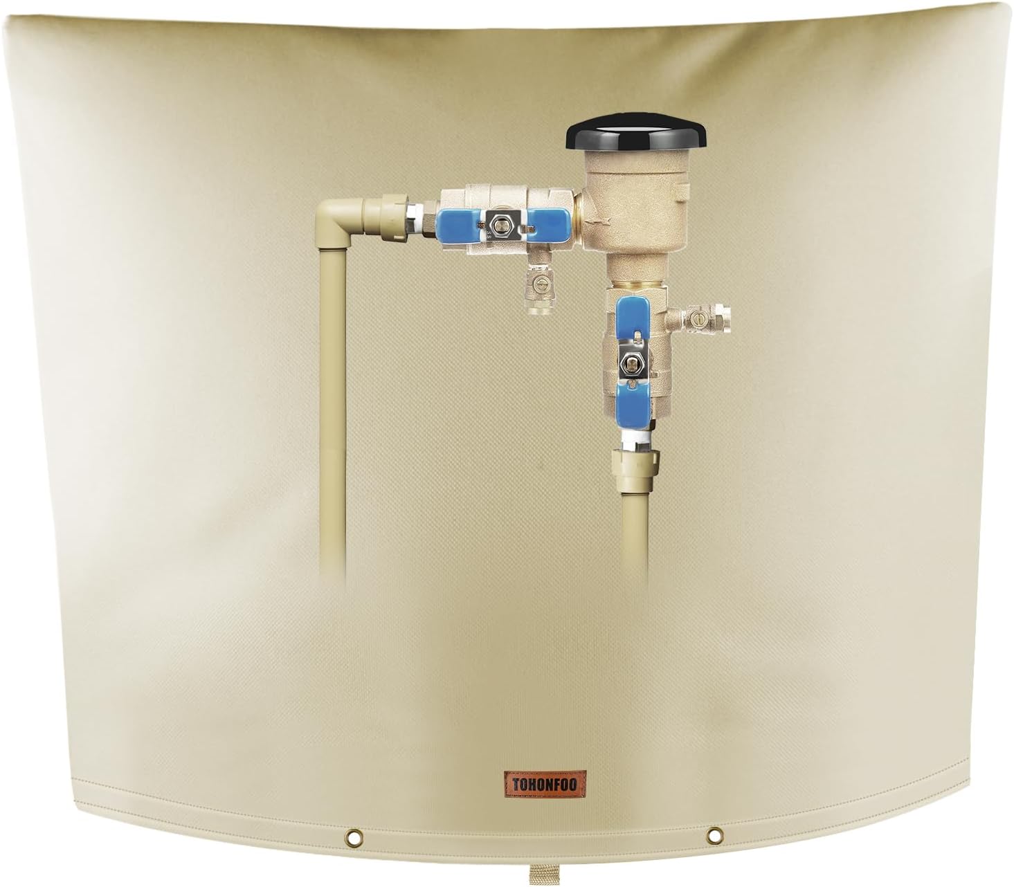 Backflow Preventer Pipe Insulation Cover (5°F) - Irrigation Sprinkler Valve Insulated Pouch - Water Well Pump Cover - Sturdy 5 Layers for Winter Freeze Protection, 52" W x 32" H, Beige