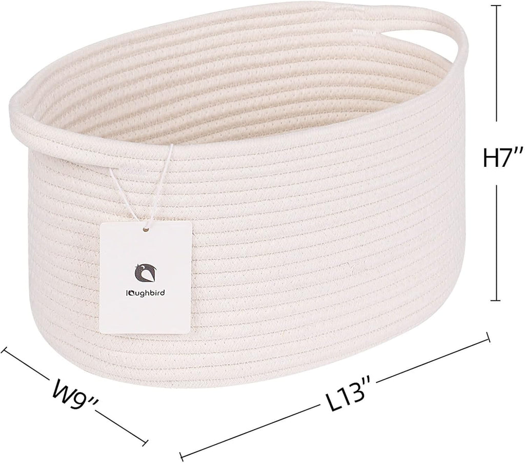 Medium and Large Woven Basket//With Handle, Used for Toys and Fabric Storage Basket used for Storing xl Storage Box, Decorative Storage Box Room 2pack (13L*9W*7H White, L13×W9×H7)