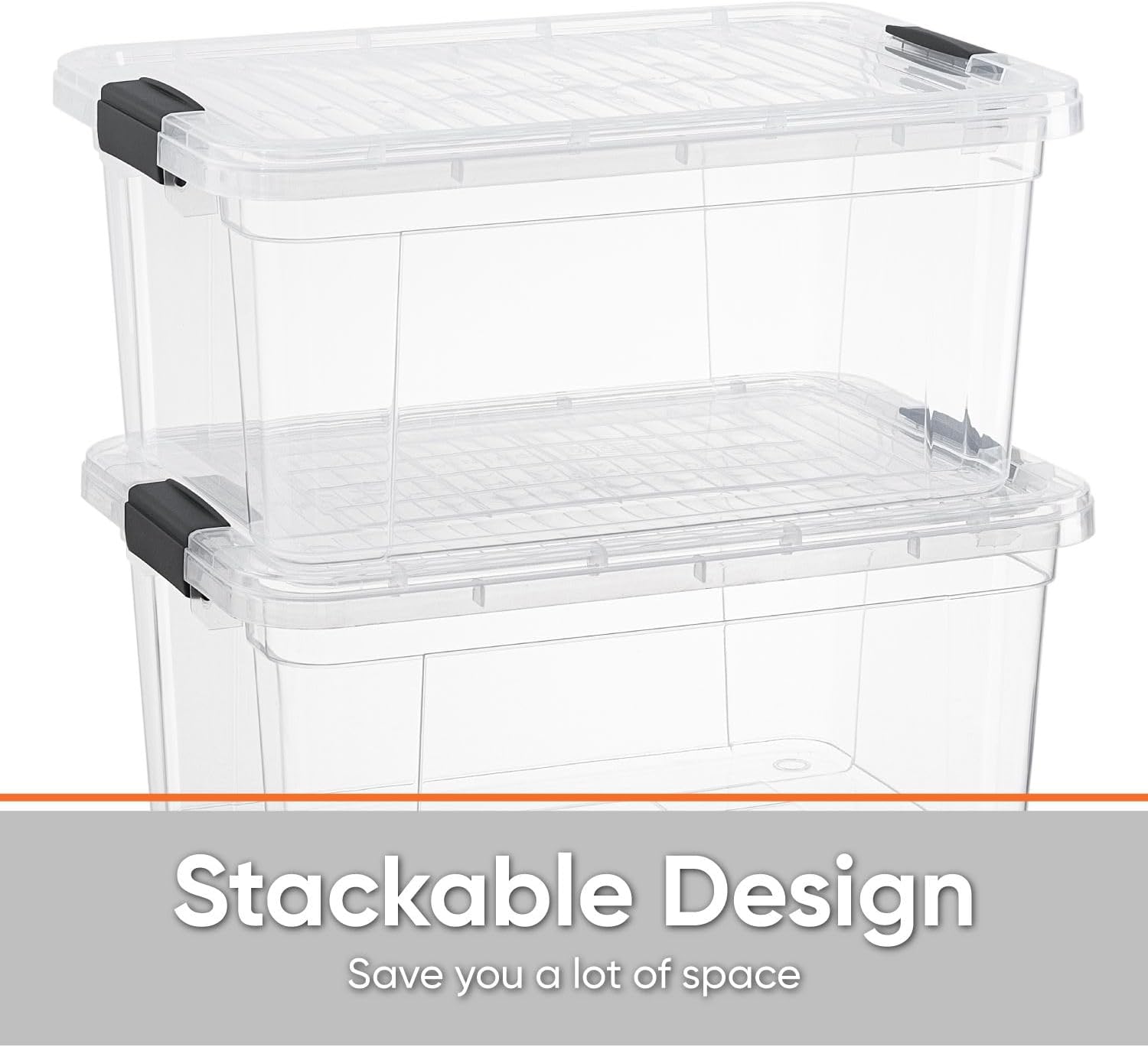 Superio Storage Bins with Lids- 4 Pack, 21 Qt Clear Boxes for Organizing, Stackable Plastic Containers- BPA Free, Non-Toxic, Odor Free, Organizer for Home, Office, Dorm