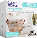 The Clean People Laundry Detergent Sheets - Laundry Soap - Ultra Concentrated, Recyclable Packaging, Stain Fighting - Peppermint, 96 Pack