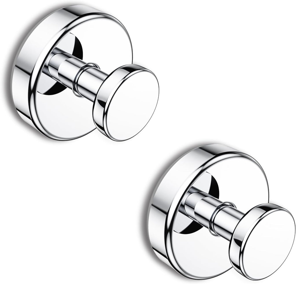 Suction Cup Hooks for Shower, Removable Towel Hooks for Bathroom Window Glass Door Wall, Bath Robe Looafh Hook for Hanging - 2 Pack, Chrome