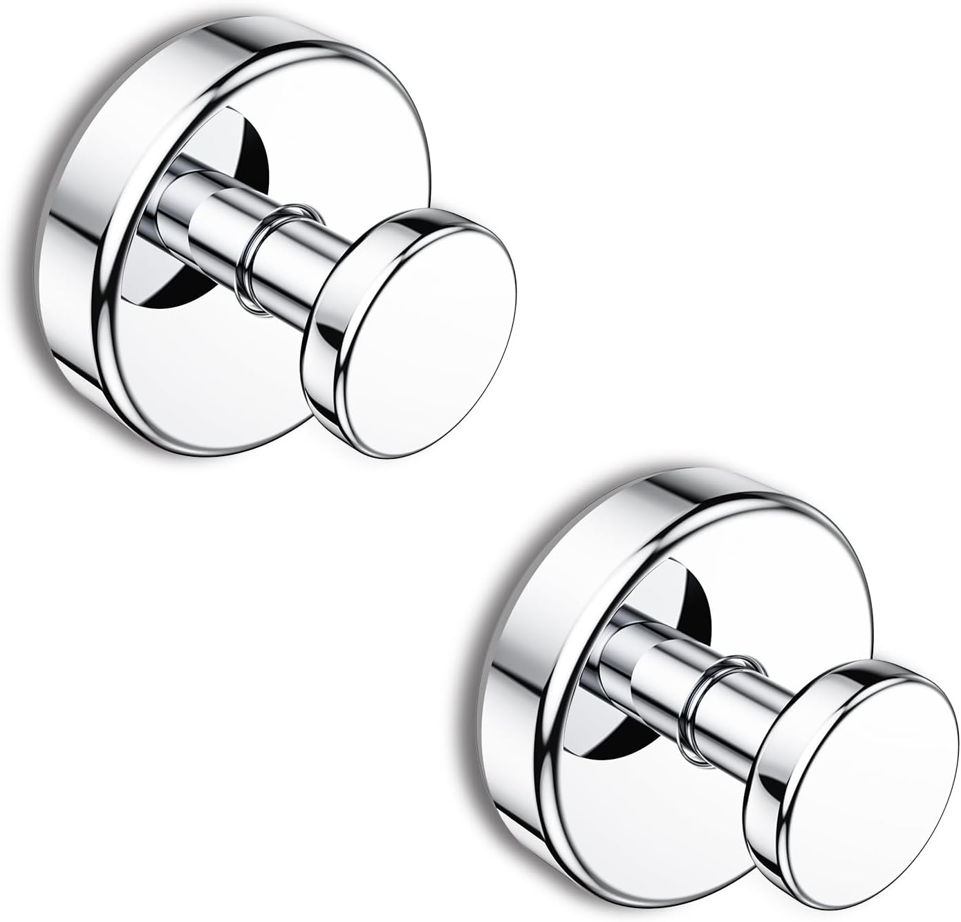 Suction Cup Hooks for Shower, Removable Towel Hooks for Bathroom Window Glass Door Wall, Bath Robe Looafh Hook for Hanging - 2 Pack, Chrome