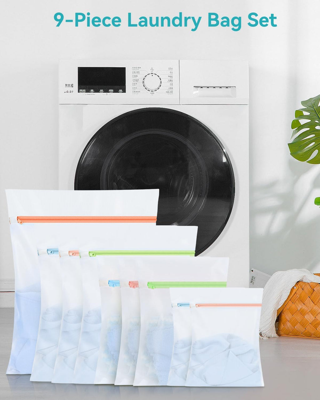 OTraki 9 PCS Mesh Laundry Bags for Delicates 4 Sizes Laundry Bags Mesh Wash Bags with Zipper Clothing Washing Bags Reusable Travel Storage Organize Bag for Clothes Underwear Bra Lingerie Socks Toy