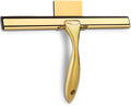 HIWARE All-Purpose Shower Squeegee for Shower Doors, Bathroom, Window and Car Glass - Brass, Stainless Steel, 10 Inches