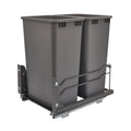 Rev-A-Shelf Pullout Dual Trash Cans for Full Height Kitchen Garbage Cabinet 50 Quart 12.5 Gallon with Soft-Close Slides, Orion Gray, 53WC-2150SCDM-213