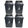 4 Packs Large Garbage Bin with Lid, Plastic Kitchen Waste Bin, 13 Gallon, Grey