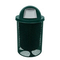 COATEDOUTDOORFURNITURE RDT-DGRN Heavy Duty 32 Gallon Round Trash Receptacle, Liner Included, Dark Green with Black Dome, Made in America