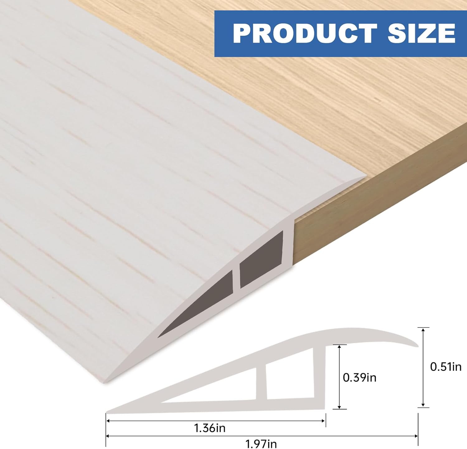 Vinyl Door Threshold Flooring Transition Strip Self Adhesive Carpet Edging Strip for Laminate Doorway Edge Threshold from 1/5" to 2/5" (Beige Wood Grain, 6.6 Ft)