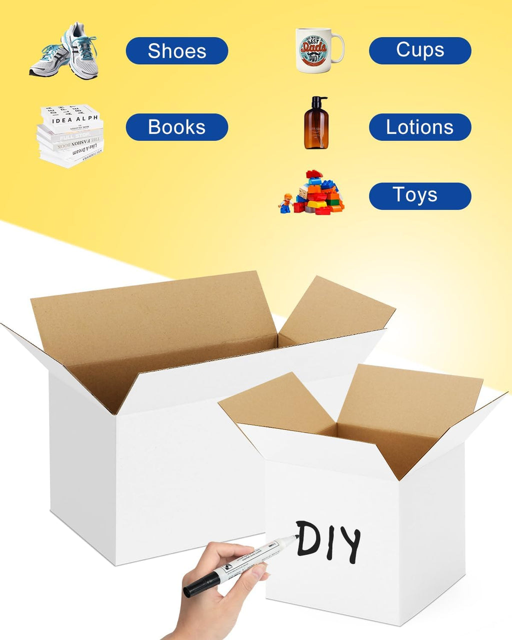 Assorted-Sizes-Shipping-Boxes-45-Pack: 6x4x4 & 8x6x4 & 9x6x4 Small-Shipping-Boxes-Mailers, White Corrugated-Cardboard-Boxes-for-Packing-Small-Business Mailing