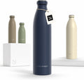 LARS NYSØM Stainless Steel Insulated Water Bottle 12oz 17oz 25oz 34oz 51oz | Insulated Thermo Flask for Hot and Cold Beverages | Leakproof Drinking Bottle (Midnight Blue, 33.9 oz)