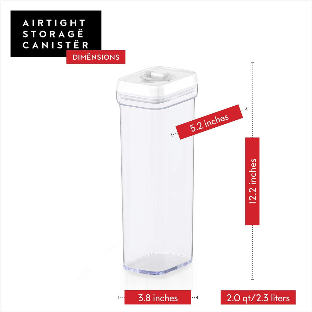 DWËLLZA KITCHEN Pasta Storage Containers for Pantry - Set of 2 White Airtight Spaghetti Container Storage - Ideal for Spaghetti & Noodles, Kitchen Pantry Organization and Storage, Keeps Food Fresh