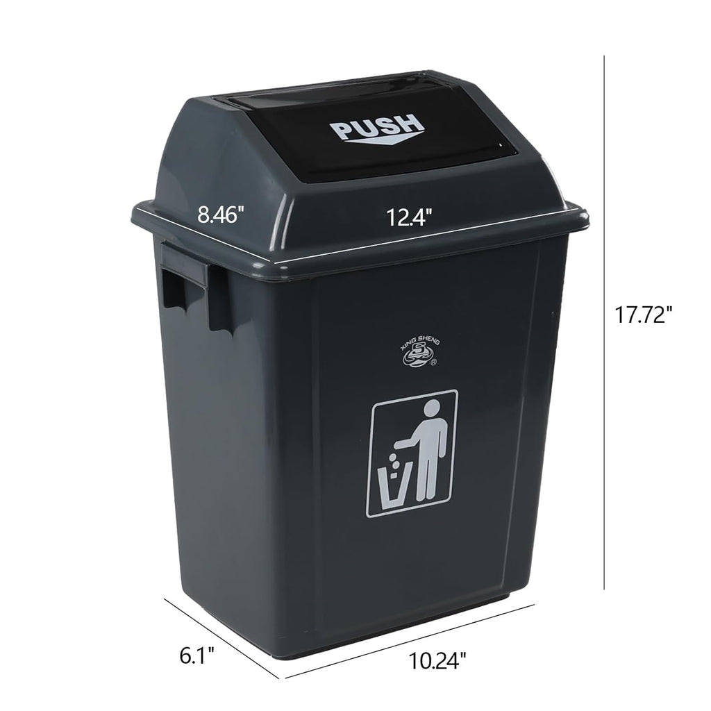 Morcte 6 Gallon Small Kitchen Trash Can with Swing Top, 4 Pack Plastic Waste Basket with Swing Lid, Gray