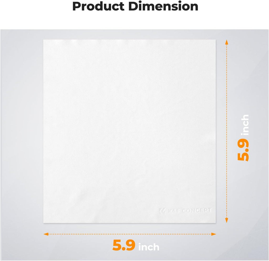 K&F CONCEPT 10 Pack Microfiber Cleaning Cloths，Washable Reusable 6x6in Vacuum Wrapped Lint Free Glasses Cloth for Glasses, Lens, Screens & More
