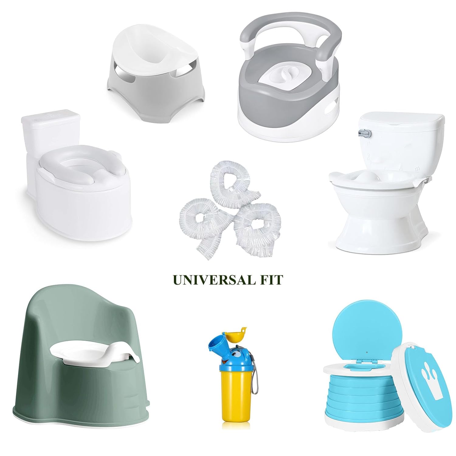 Potty Chair Liners with Elastic, Portable Potty Training Bags, Potty Refill Liners Disposable for Toddlers Kids and Baby,Toilet Seat Cover,17x8Inches,Clear 400pieces