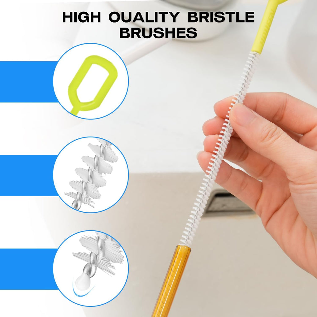 8-Piece Straw Cleaner Brush Set for Cleaning Straws - (4-Size) Extra Long Nylon Pipe Cleaners, Reusable Straw Cleaning Brush for Stanley Tumbler, Sippy Cup, Baby Bottle and Tubes (Type A)