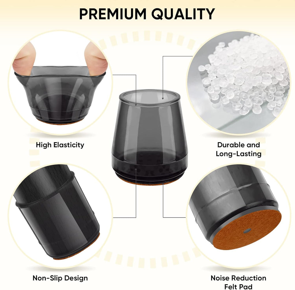 BALEINE 32 Pack Silicone Chair Leg Floor Protectors, Stool Leg Protectors Cap, Non-Slip Chair Leg Caps for Hardwood Floors (Black & Small, 32 Pack, XL)