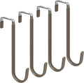 FYY Over The Door Hooks, 4 Pack Upgraded Long Door Hangers Hooks with Rubber Prevent Scratches Heavy Duty Organizer Hooks for Hanging Clothes, Towels, Hats, Coats, Bags Brown