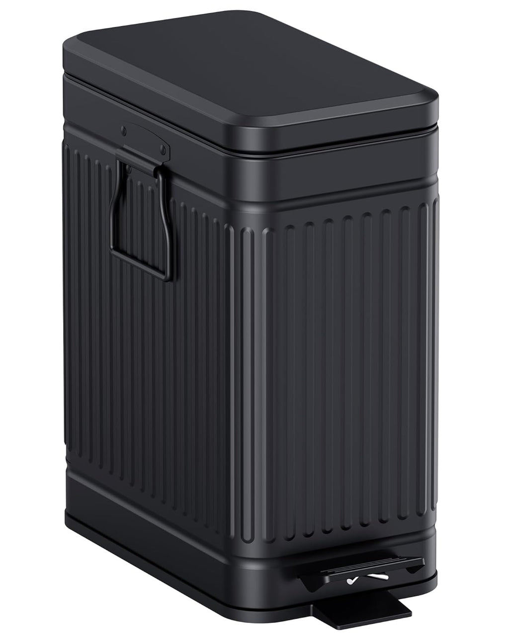 Small Trash Can with Lid Soft Close-10L/2.6 Gal Stainless Steel Outdoor Dog Poop Garbage Can-Metal Waste Bins with Pedal for Bathroom Bedroom Office-Black
