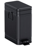 Small Trash Can with Lid Soft Close-10L/2.6 Gal Stainless Steel Outdoor Dog Poop Garbage Can-Metal Waste Bins with Pedal for Bathroom Bedroom Office-Black