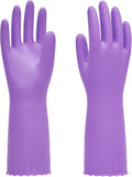 PACIFIC Cleaning Gloves with Latex free, Dishwashing Kitchen Gloves with Cotton Flocked Liner, Reusable, Non-Slip, Water Resistant Household Gloves, Purple, Medium