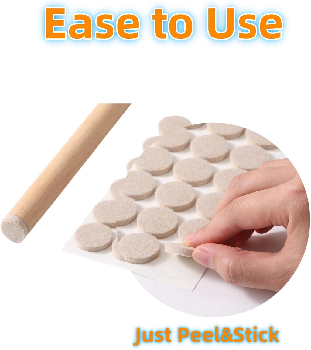 Furnigear Felt Pads Small 3/8" Felt Pads for Cabinet Doors Bumpers, Cabinet Cushion Dots Felt Cabinet Door Stops, Self Adhesive Thick Bumper Pads to Protect Surfaces -Anti Scratch 234 Pcs Round Beige