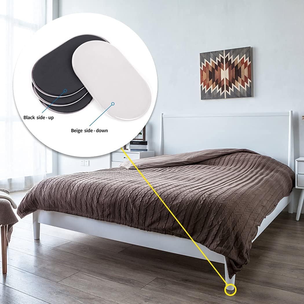 Reusable Large Furniture Movers Sliders for Carpet and Hardwood Floors-8 Pack 9-1/2" Oval Moving Pads Protector for Heavy Duty Sofa Bed Table Desk,Quickly and Easily Move Any Item, Beige