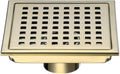 RANDOM Brushed Gold Shower Drain Square 6 Inch Shower Floor Drain with Grid Grate & Removable Hair Strainer 304 Stainless Steel Shower Drain Cover Bathroom Accessories.98738BG