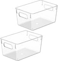 Clear Plastic Storage Bins, Pantry Organizers and Storage Containers Fridge Organizer Bins for Organizing Kitchen Cabinet Organizer Bin Bathroom Freezer Refrigerator Organization