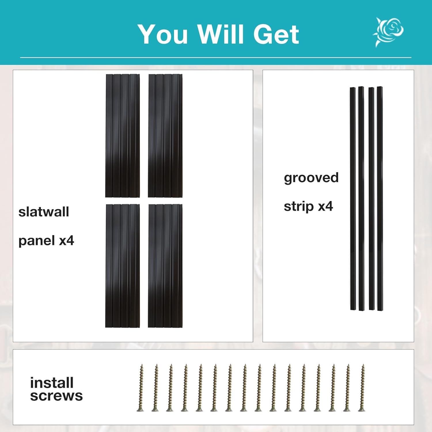 NeatiEase Slatwall Panel Wall Storage Systems, 4 x 4ft Slat Wall Paneling Garage Wall Organizer, Heavy Duty Wall Mounted PVC Wall Rack (Black)