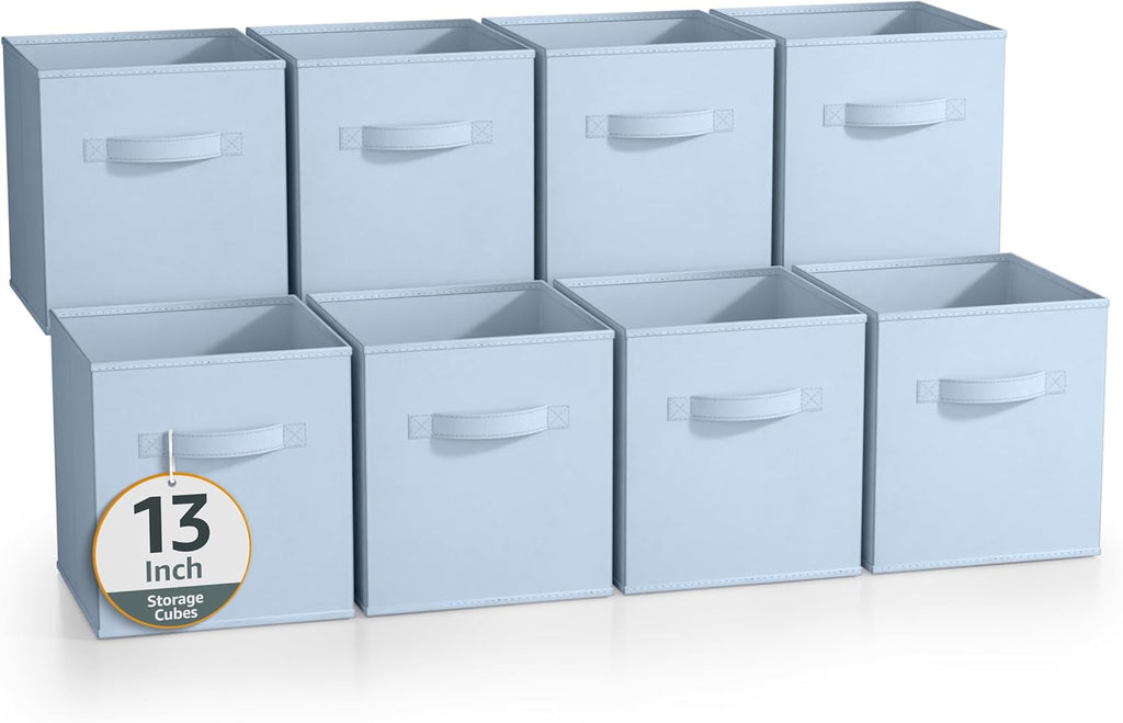 Sorbus 13 Inch Storage Bins - Sturdy Collapsible Fabric Storage Cubes with Handle - 8 Foldable Baskets for Organizing Clothes, Toys, Books - Storage Baskets for Shelves, Closets