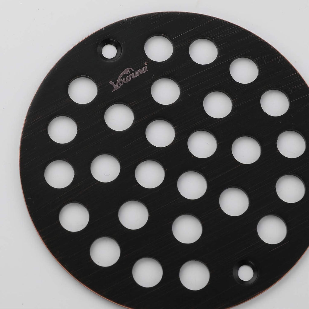 4-Inch Screw-in Shower Strainer Drain Cover Replacement Floor Strainer (Oil Rubbed Bronze) (Isn't Black)