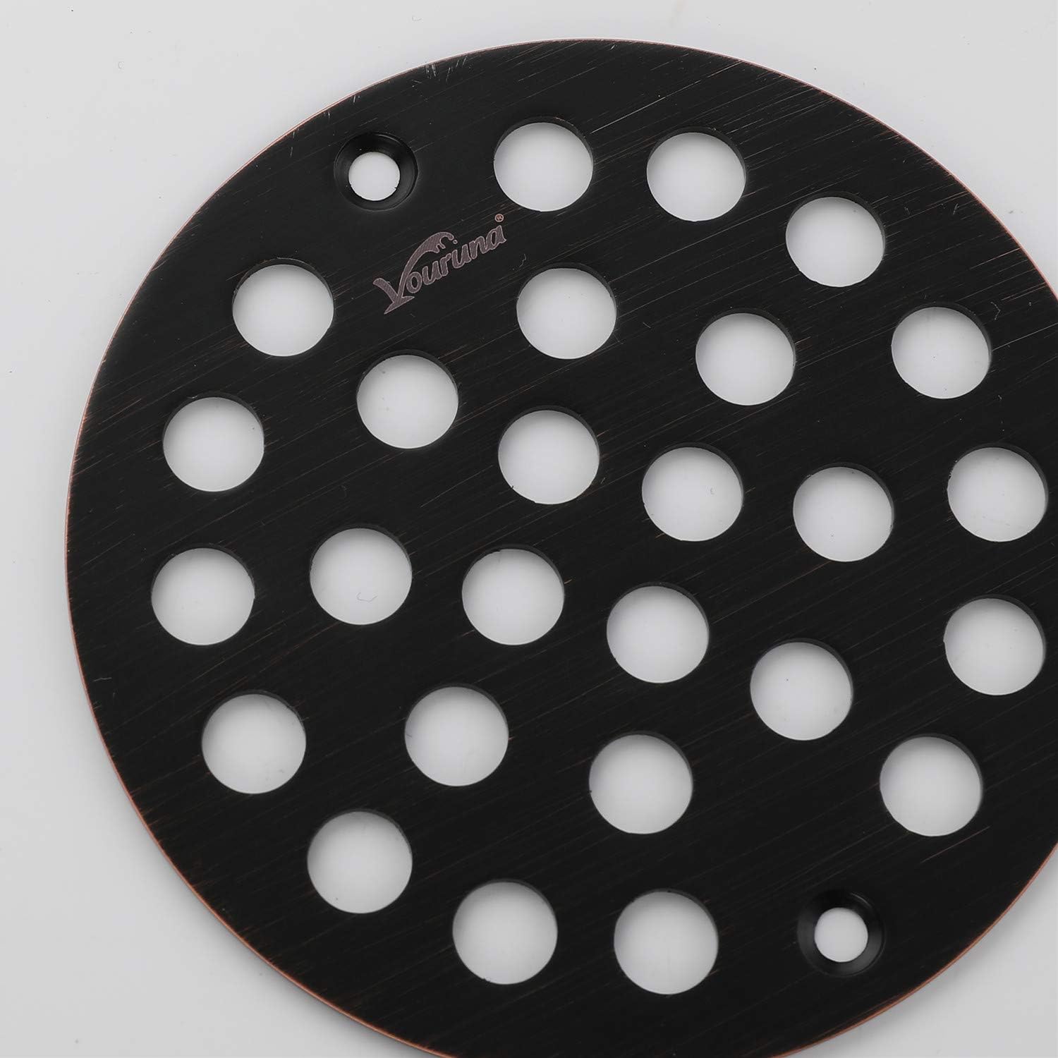 4-Inch Screw-in Shower Strainer Drain Cover Replacement Floor Strainer (Oil Rubbed Bronze) (Isn't Black)
