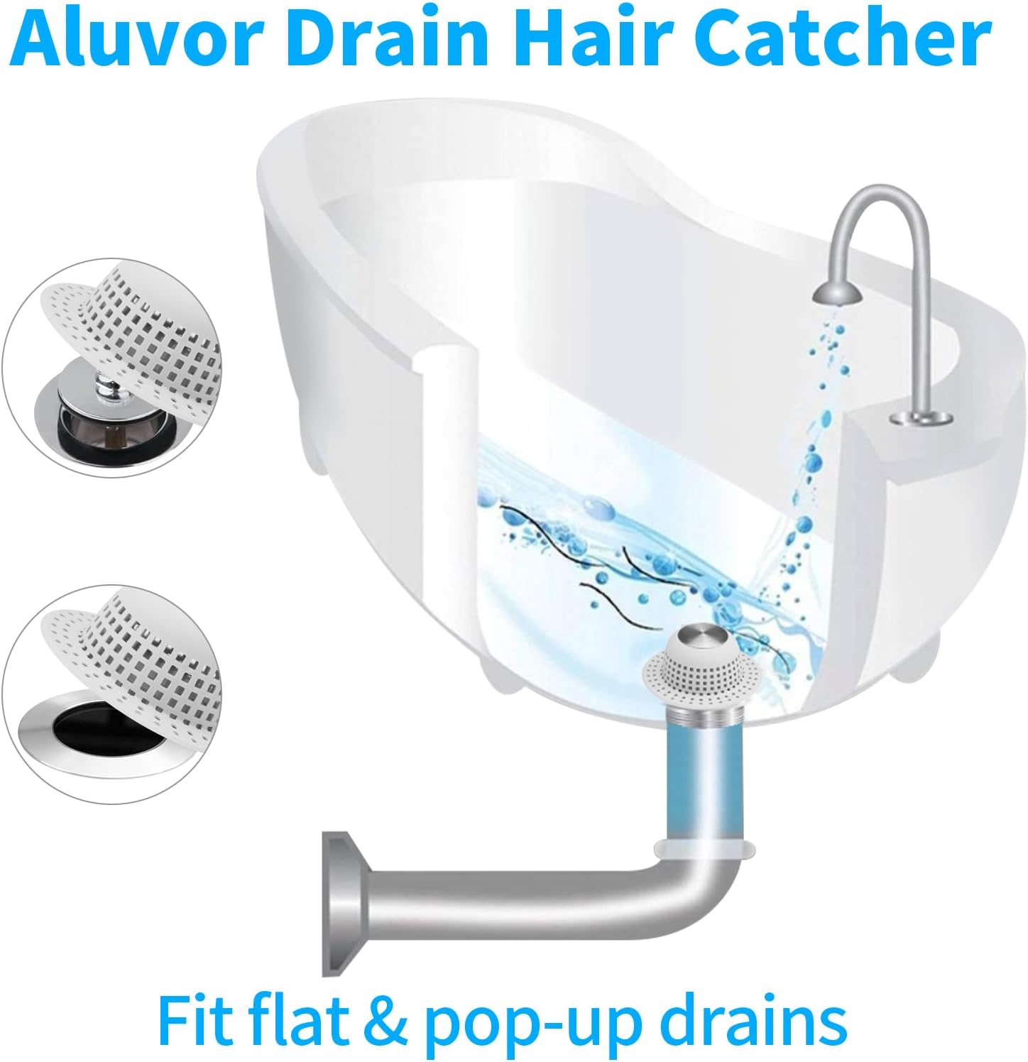 Shower Drain Hair Catcher, Bathtub Drain Cover Foldable Silicone Shower & Tub Protector for Pop-Up & Regular Drains