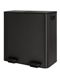 GarveeHome 2 x 10.6 gal Stainless Steel Double Trash Can with Lid for Kitchen, Large Dual Trash and Recycle Bin Combo, Step-on Kitchen Metal Garbage Cans, PP Inner Buckets, Liner Rim, Matte Black