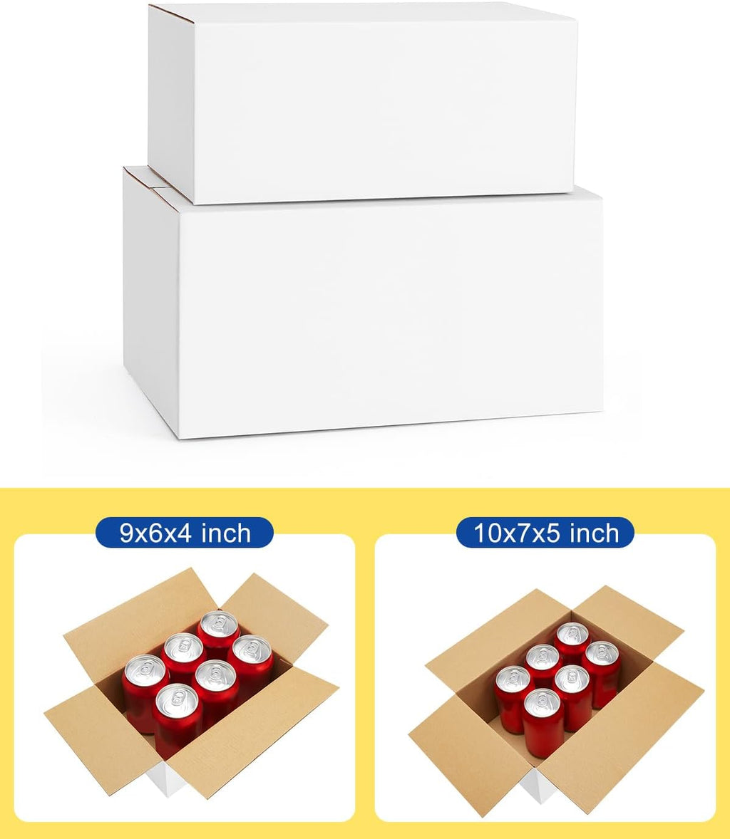 Assorted-Sizes-Shipping-Boxes-40-Pack: 9x6x4 & 10x7x5 Small-Shipping-Boxes-Mailers, White Corrugated-Cardboard-Boxes-for-Packing-Small-Business Mailing