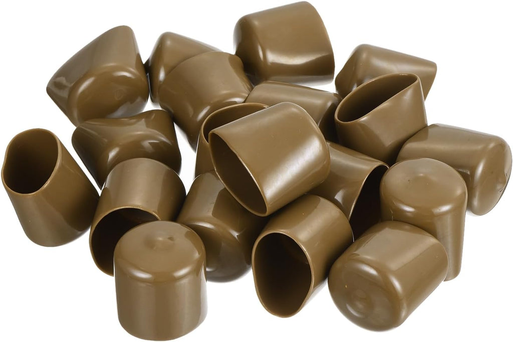uxcell 20pcs Rubber End Caps 29mm(1 1/8") ID Vinyl PVC Round Tube Bolt Cap Cover Screw Thread Protectors Light Brown