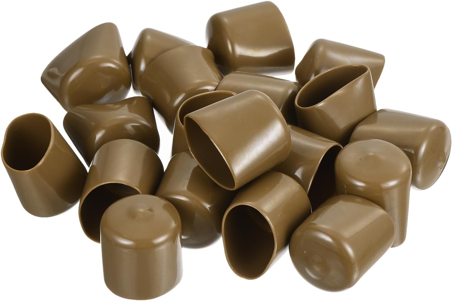 uxcell 20pcs Rubber End Caps 29mm(1 1/8") ID Vinyl PVC Round Tube Bolt Cap Cover Screw Thread Protectors Light Brown