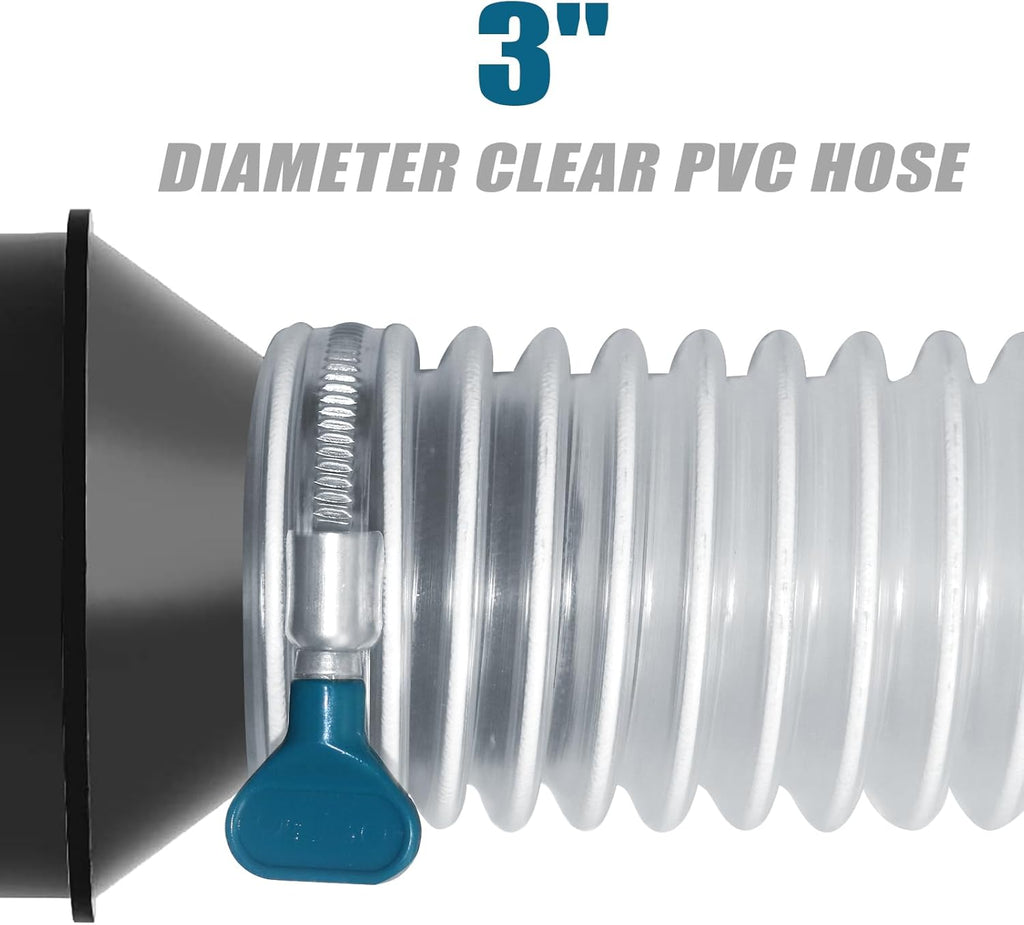 PVC Dust Collection Hose 3" x 10', Flexible Dust Collector Hose, Puncture Resistant Carbon Steel Wire Coil for Workshops, Woodworking, Industrial Vacuums