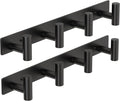 PMMASTO Coat Rack Wall Mounted, 4 "T Shaped Wall Hooks for Hanging, Heavy Duty Stainless Steel Coat Hook Rail for Hat Towel Robes in Bathroom Kitchen Mudroom Entryway (Black, 2PC)