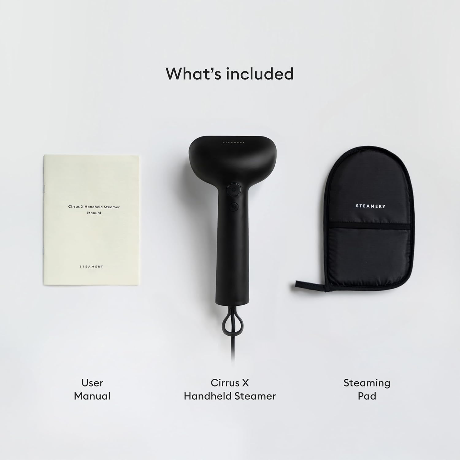 Steamery Handheld Clothes Steamer Cirrus X, 1200W, Steam Output 20g/min, Heat up in 20 Seconds, Portable, Minimalistic, Scandinavian design, Black