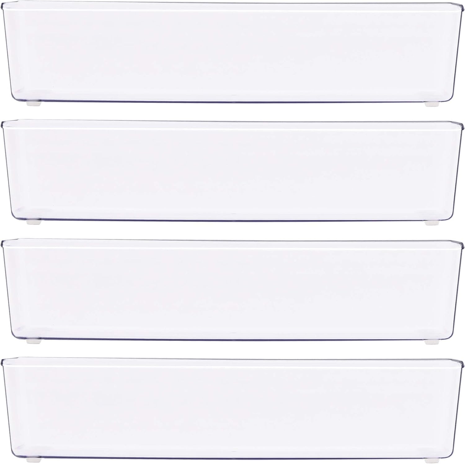 Simple Houseware Clear Drawer Organizer for Office Bin Desk Storage, 3.25"x 9.5", 4 Packs