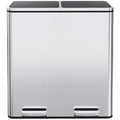 AthLike 60L(16 Gal) Dual Trash Can, Stainless Steel Kitchen Garbage Can, Double Compartment Classified Rubbish Bin, Recycle Dustbin w/Plastic Inner Buckets, Soft-Close Lid, Airtight, Silver