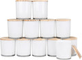 Thick Candle Jars for Making Candles 12 Pcs, 14 OZ Empty Jars with Wood Lids for Candle Making, Sample Container, White