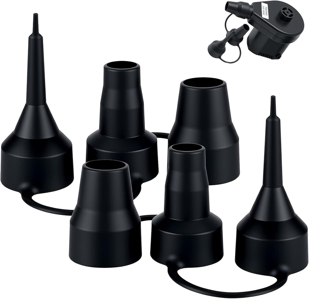 3 Size Air Pump Nozzle Replacement Set - 2 Sets Universal Plastic Inflatable Nozzles, Black Inflatable Pump Nozzles Head, Air Pump Inflator Adaptor Accessory for Inflatable Bed Mattress, Pool Floats
