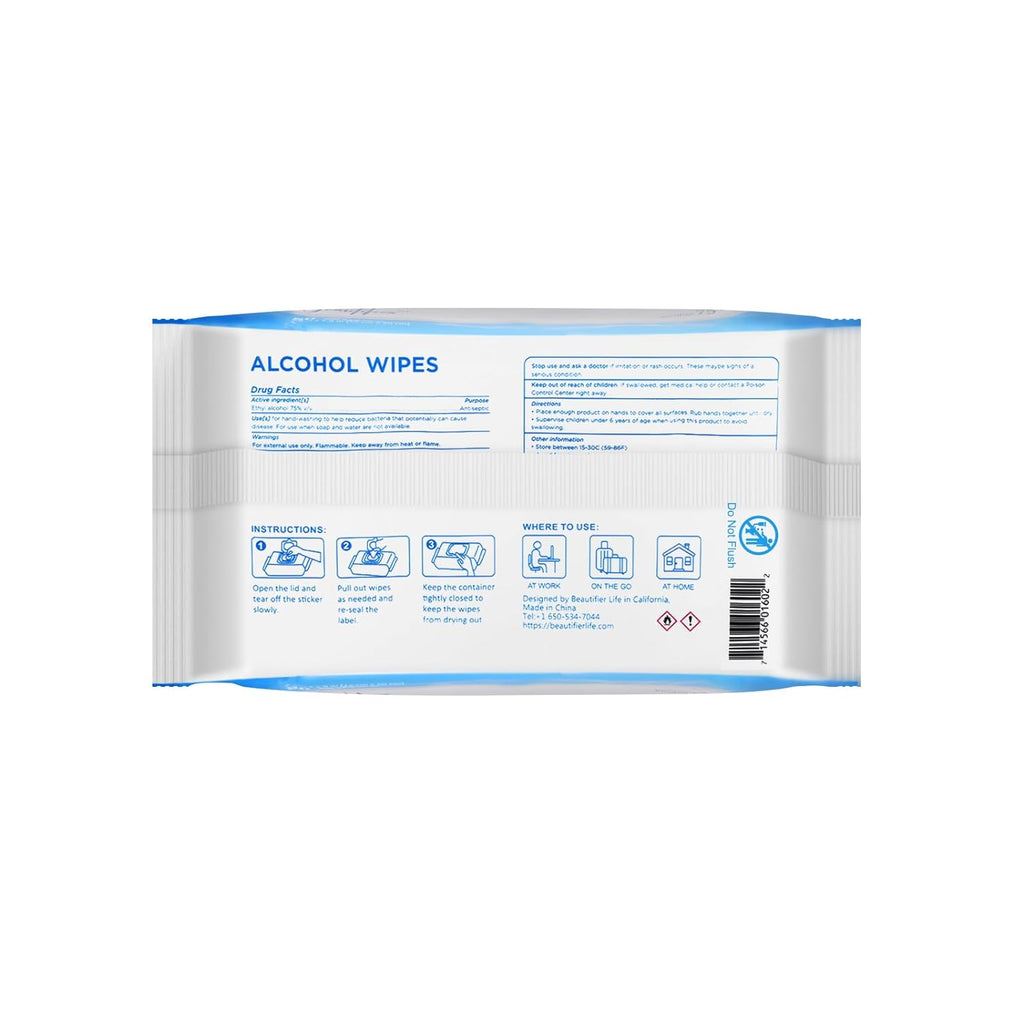 75% Alcohol Wet Hand Sanitizing Wipes - With Aloe, Moisturizer, and Vitamin E Formula - Premium Sanitizer for Travel, Home, Office, and School Use (Aloe, 200)