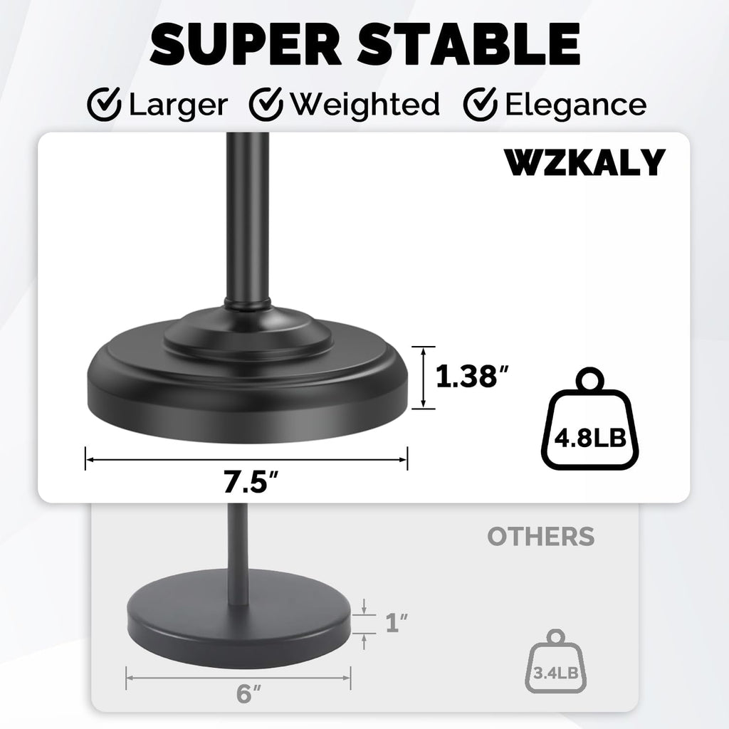 Black Toilet Paper Holder Stand, Matte Black Toilet Paper Holder Free Standing, Post Pivoting Design & Stable Weighted Base SUS304 Stainless Steel for Bathroom(Mega Roll)