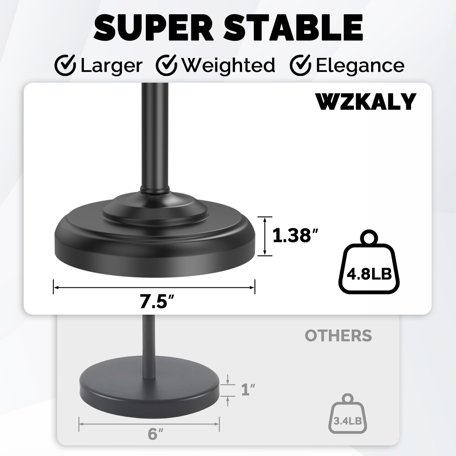 Black Toilet Paper Holder Stand, Matte Black Toilet Paper Holder Free Standing, Post Pivoting Design & Stable Weighted Base SUS304 Stainless Steel for Bathroom(Mega Roll)