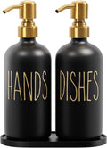 MOMEEMO Kitchen Soap Dispenser Set, Contains Hand and Dish Soap Dispenser, Suitable for Black and Gold Kitchen Decor. (Black & Gold)