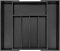 Utoplike Bamboo Silverware Drawer Organizer, Expandable Kitchen Utensils Drawer Organiser, Cutlery Tray Dividers, Flatware Caddy Drawer Insert, Office Supplies, Black 5-7 Slot